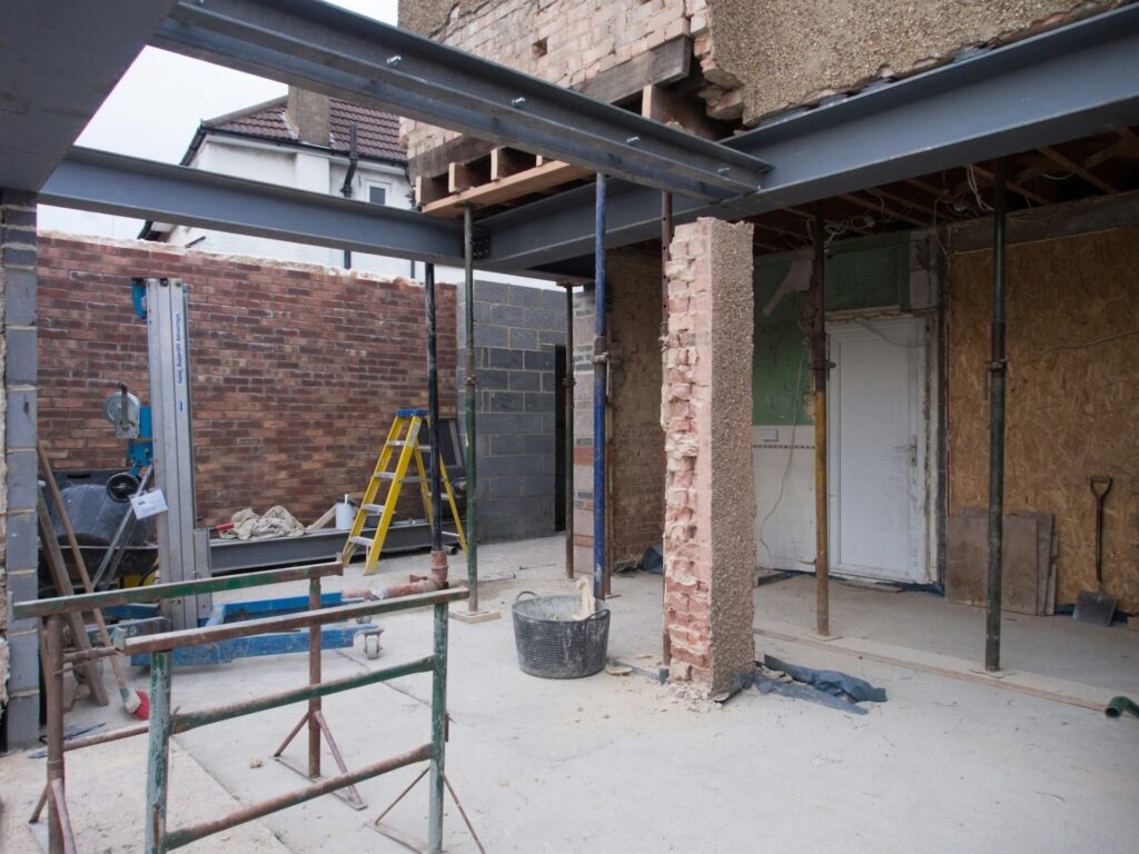 building extension in construction