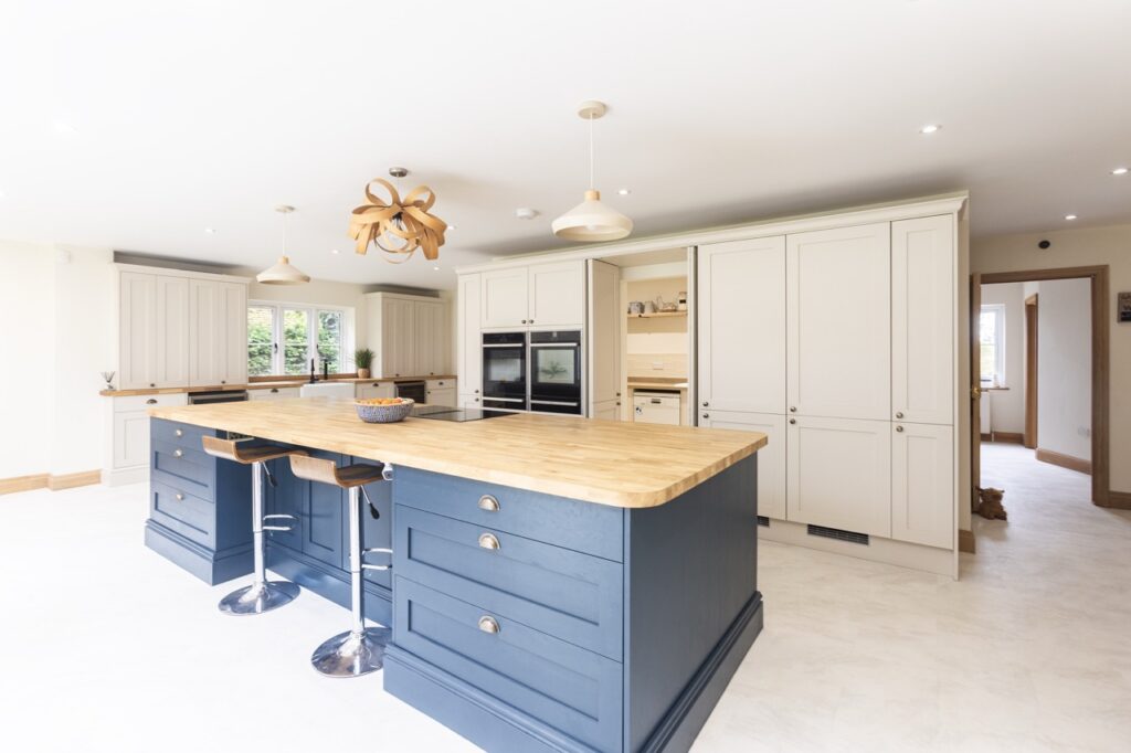 cream and navy kitchen extension