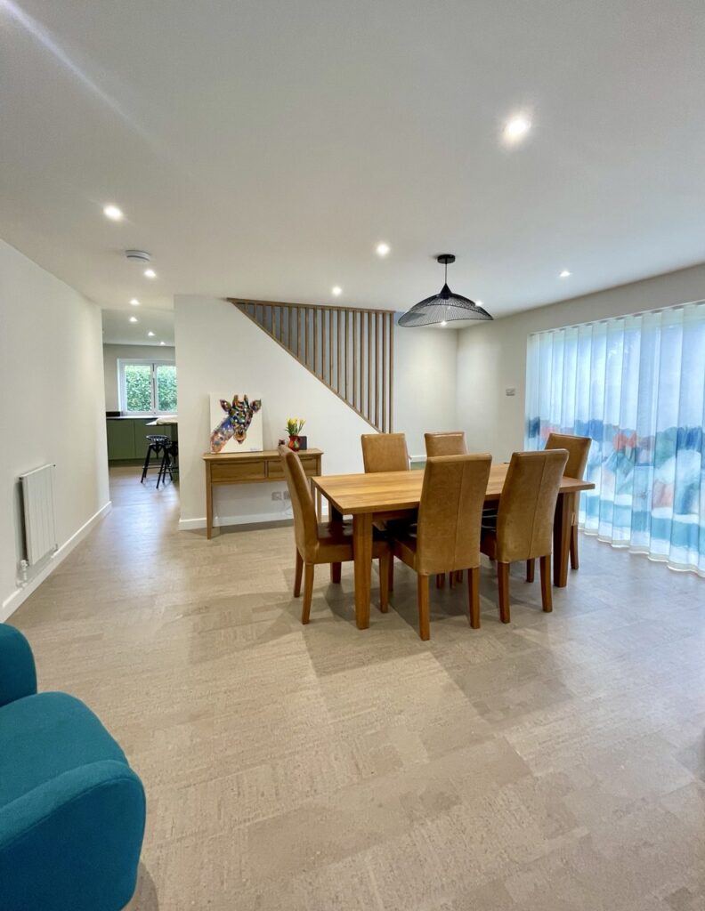 dining area with spotlights in new extension