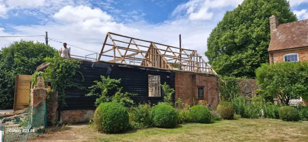barn construction in progress