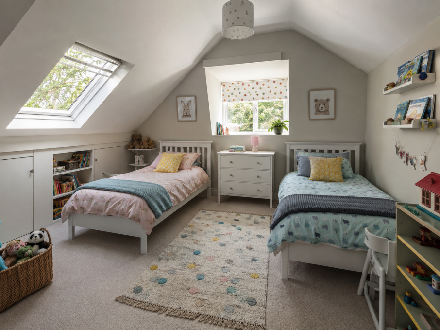 shared children's bedroom garage conversion